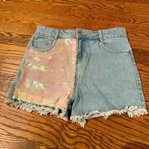 Sparkle stretch jeans shorts